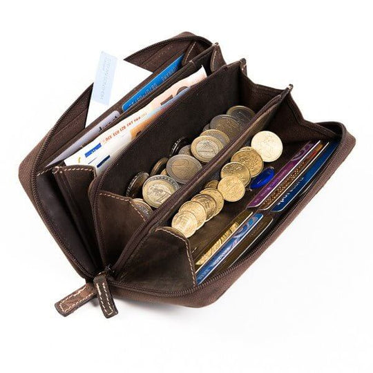 Bild: Damen Geldbörse Flora Braun mit Reisverschluss mit Geld