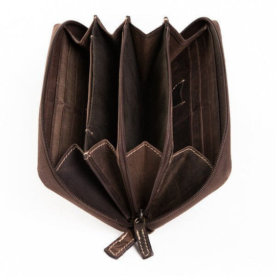 Bild: Damen Geldbörse Flora Braun mit Reisverschluss aus Leder