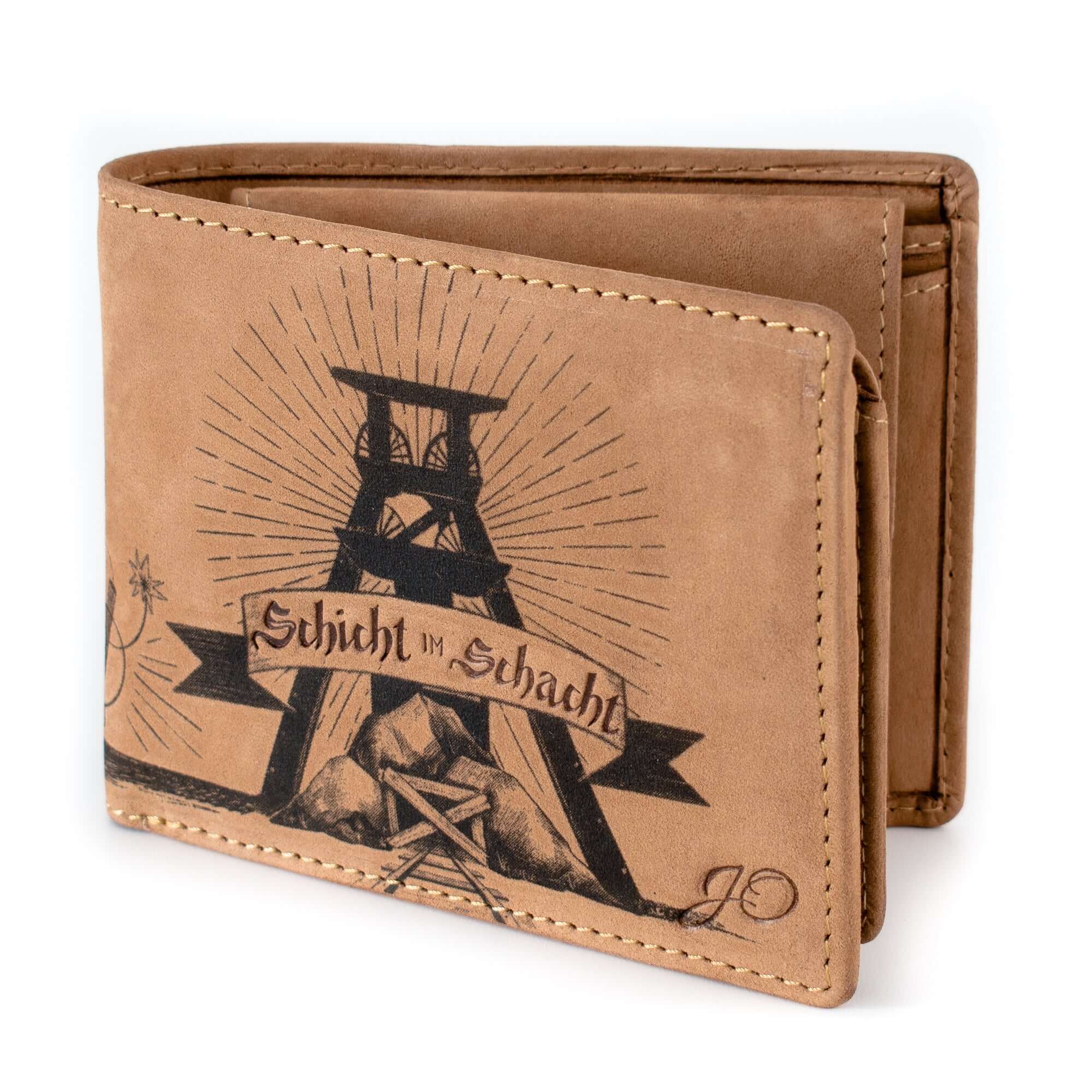 Bild: Geldbörse Ruhrpott Quer aus echtem Leder mit gelasertem Motiv