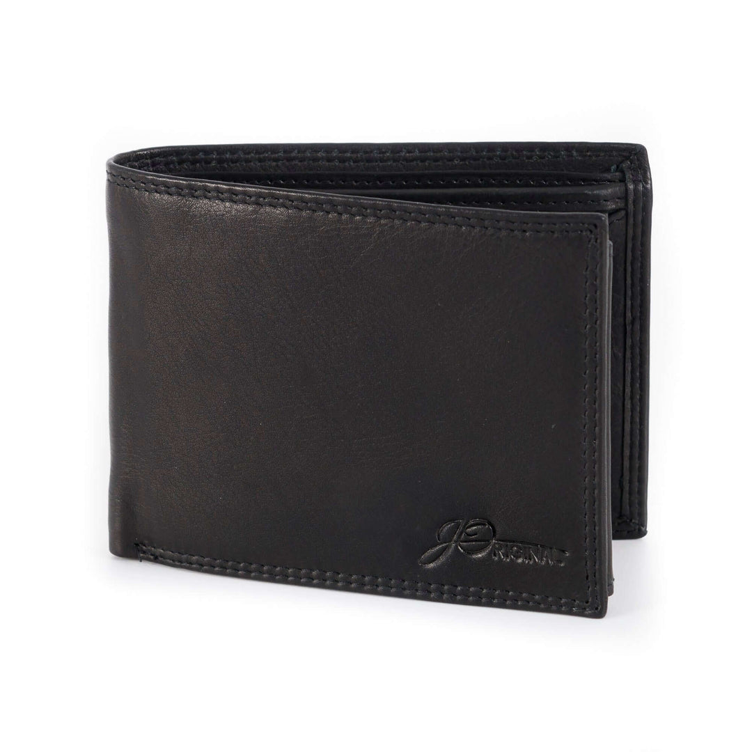 Bild: Geldbörse Schwarz Klassik Quer Slim aus echtem Leder