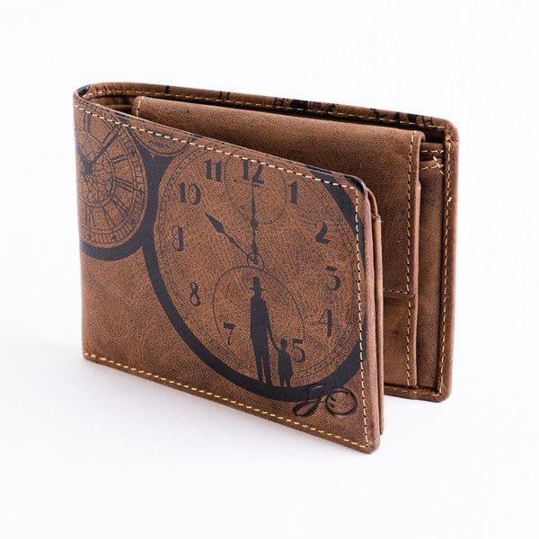 Bild: Geldbörse Zeit Vergeht Quer aus echtem Büffelleder