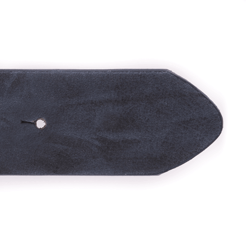 Bild: Ledergürtel ohne Schnalle in Blau das hintere Ende