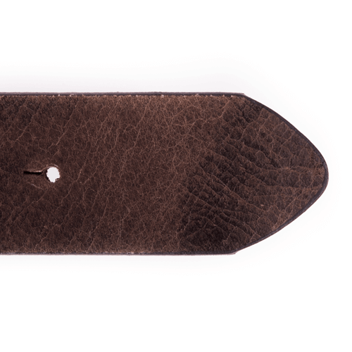 Bild: Ledergürtel ohne Schnalle in Dunkelbraun das Endstück