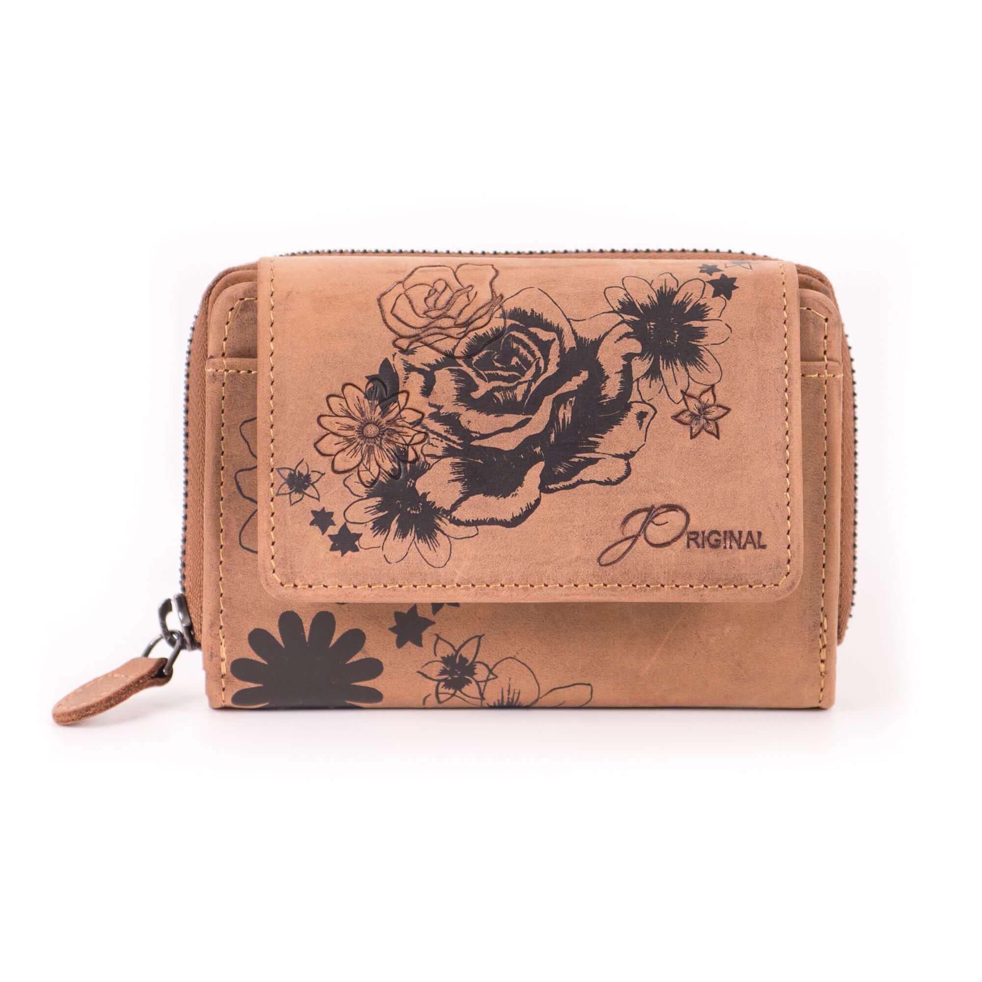 Bild: Damen Geldbörse Rose mit Reißverschluss aus Büffelleder