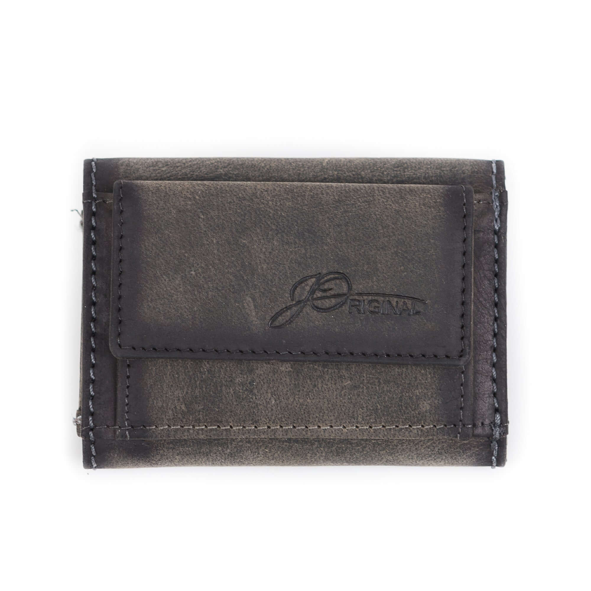 Bild: Kleine Geldbörse Rustikal Wickelbörse aus echtem Büffelleder in der Farbe Anthrazit