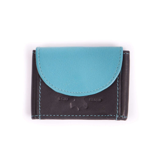 Bild: Kleine Geldbörse Super Mini in Schwarz Blau aus echtem Leder
