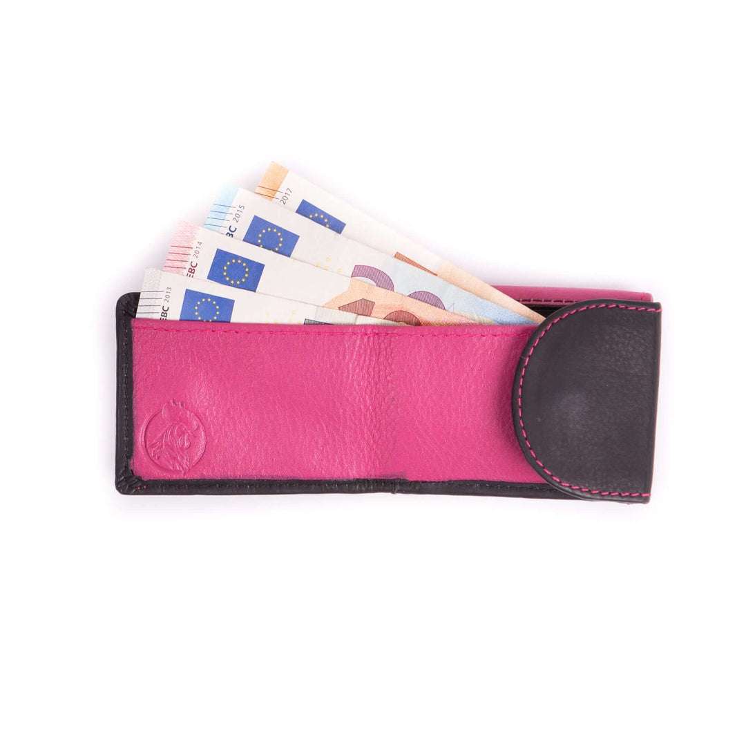 Bild: Kleine Geldbörse Super Mini in Schwarz Pink mit Bargeld