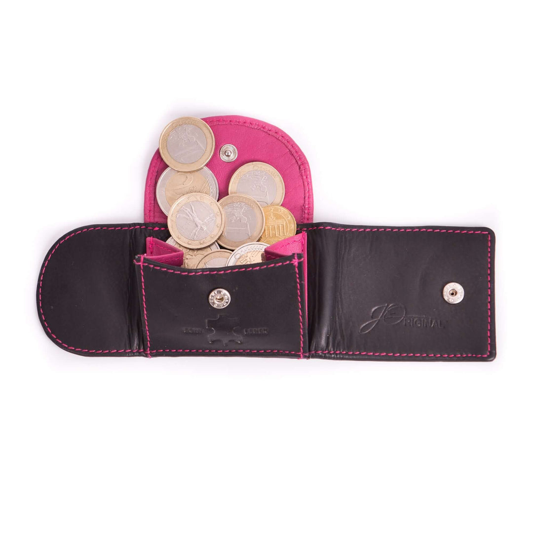 Bild: Kleine Geldbörse Super Mini in Schwarz Pink mit Münzgeld