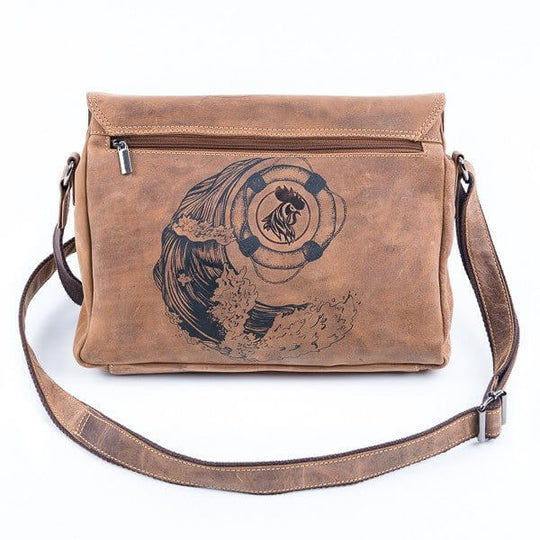 Bild: Tasche aus Leder Maritim die Rückseite